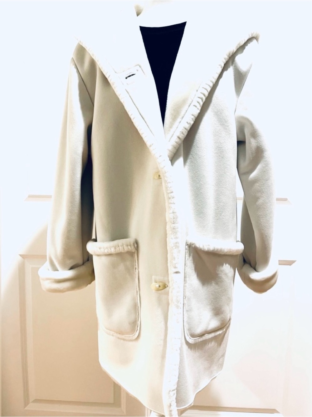 ST JOHNS BAY White Washable
Suede Faux Fur Lined Hooded
Coat Jacket